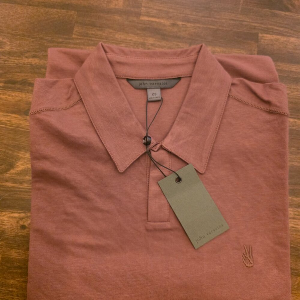 John Varvatos Polo Shirt Men's XS Mauvewood Peace Sign Logo K6497S24 NWT - Picture 13 of 14